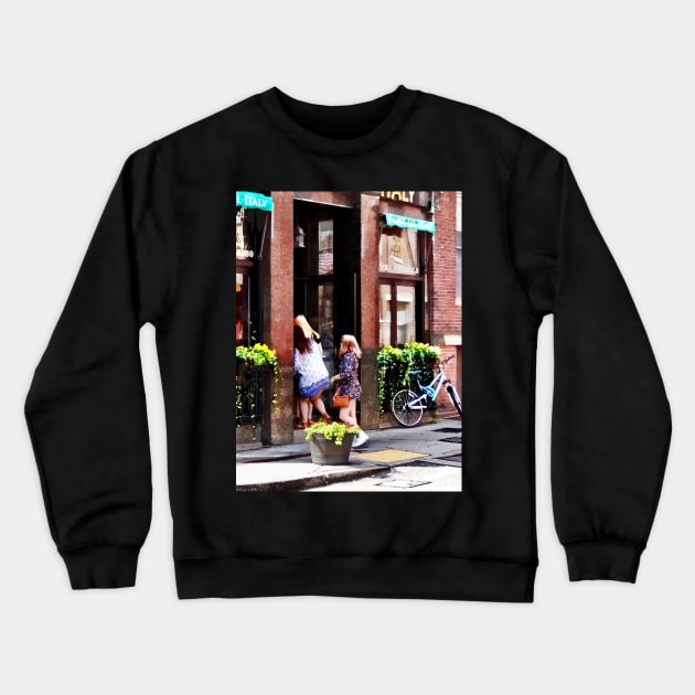 Boston MA - Cafe in Little Italy Crewneck Sweatshirt by SusanSavad